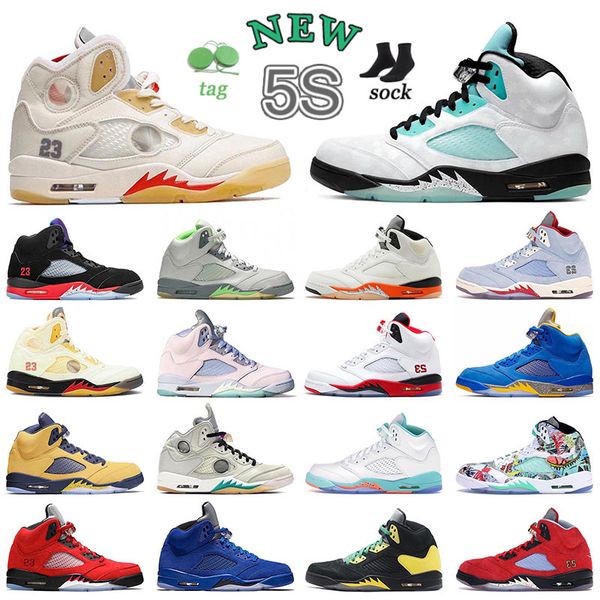 

high og mens womens jumpman 5 5s basketball shoes authentic jumpman5 vintage designer sport sneaker fire red new easter concord white sai li, White;red