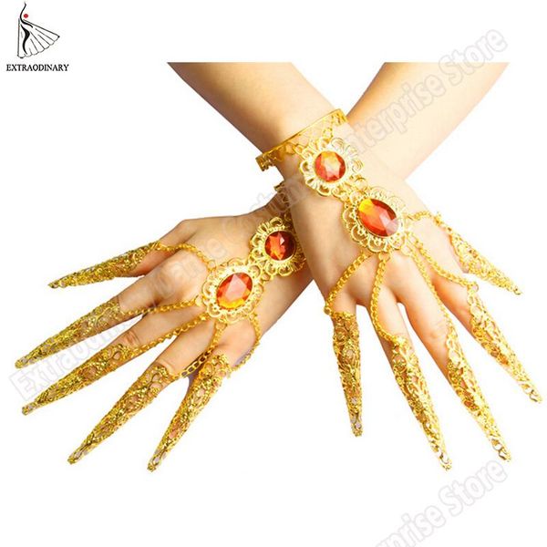 

new women belly dance dance jewelry thousands hands guanyin bollywood india bracelets fingernail accessories gold, Black;red