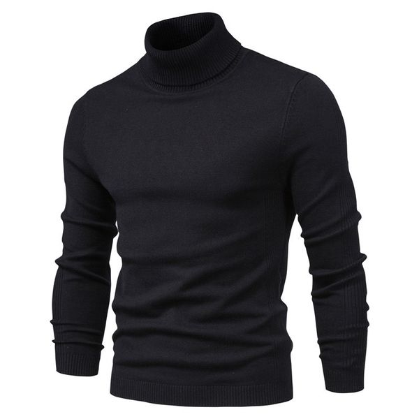 

10 winter men's turtleneck warm black slim knitted pullovers men solid color casual sweaters male autumn knitwear q1113, White;black