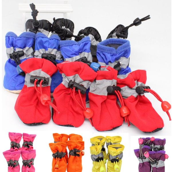 4шт / комплект красочные водонепроницаемые противоскользящие домашние ботинки для маленьких собак cats chihuahua yorkie толстые снежные соба