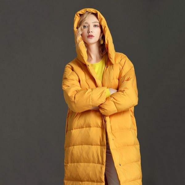 

hooded 2020 women's jacket winter white duck down coat women plus size korean long overcoat puffer jackets ly-0017, Black