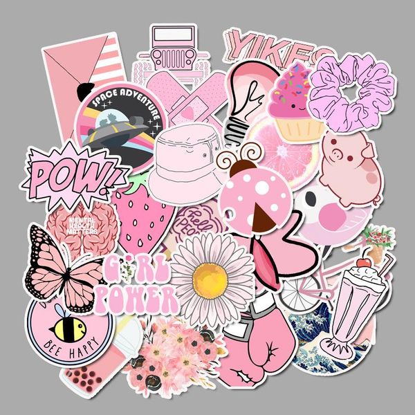 

50pcs hipster scrapbooking stickers graffiti diy waterproof adhesive paper for suitcase diary planner stickers pink blue