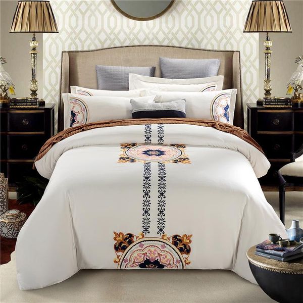 

60s egyptian cotton luxury bedding sets oriental embroidered bed set  king size 4pcs duvet cover bed sheet set pillowcases