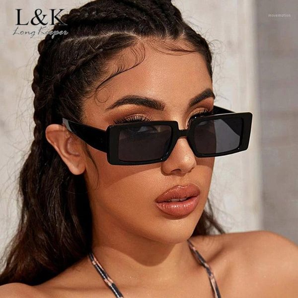

longkeeper vintage black green square sunglasses women 2020 brand design rectangle thick frame sun glasses for female uv4001, White;black