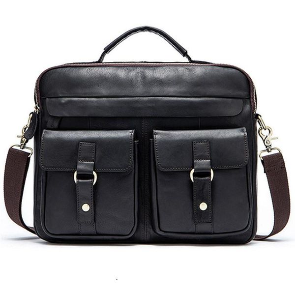

genuine leather computer messenger bag package man single shoulder layer men's oblique satchel handbag office for men briefcase