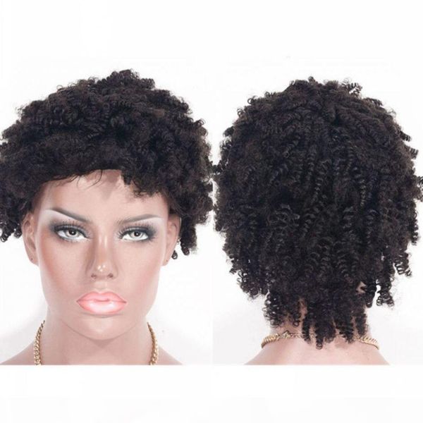 

afro kinky curly human hair lace front wigs cambodian virgin hair wigs tight curly lace wig for black women, Black;brown