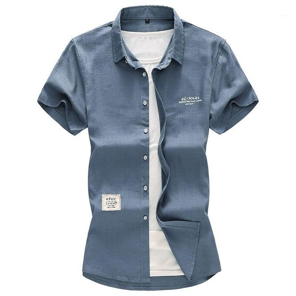 

mens new short-sleeved shirt large size -7xl linen casual shirt summer fashion comfortable men short-sleeved1, White;black