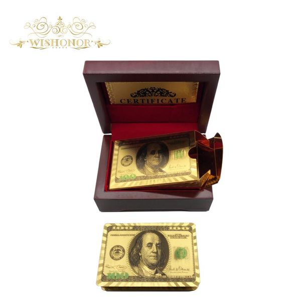 

2017 promotional products gold playing cards colored dollar style gold foil plated playing cards with red box for gifts sqcrgb pingtoy