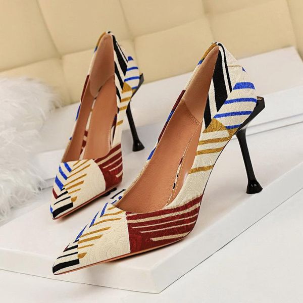 

2020 women 10cm high heels stiletto pumps office elegant pointed toe lady colorful talon shoes heels scarpins blue quality pumps, Black