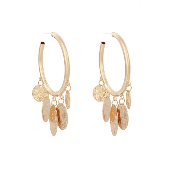 

2020 new european and american exaggerated circle earrings female trendy ins retro fashion round disc earrings jewelry, Golden