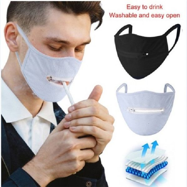 

washable 6 style zipper face reusable design masks easy to drink covering protective mask dhe460 vph7# jc3o
