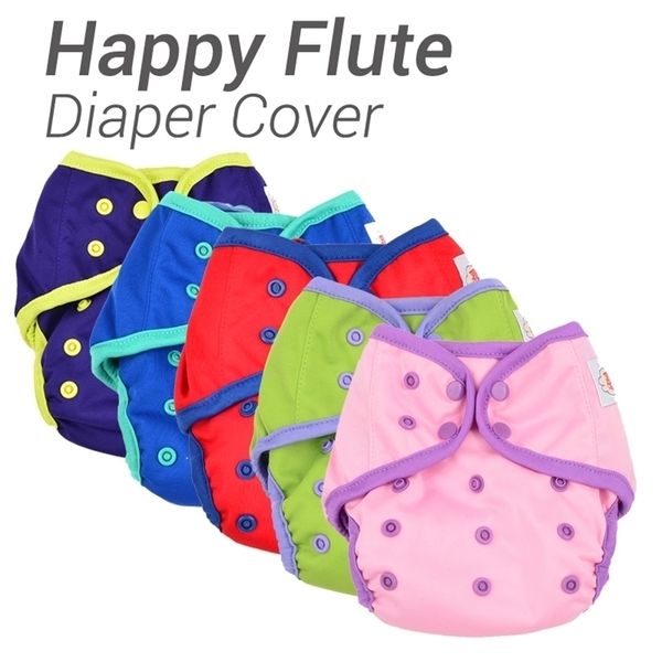 12 teile/los Happy Flute Windel Abdeckung Eine Größe Stoff Windel Wasserdichte PUL Atmungsaktive Wiederverwendbare Windel Abdeckungen für Baby Fit 3-15 kg 201117