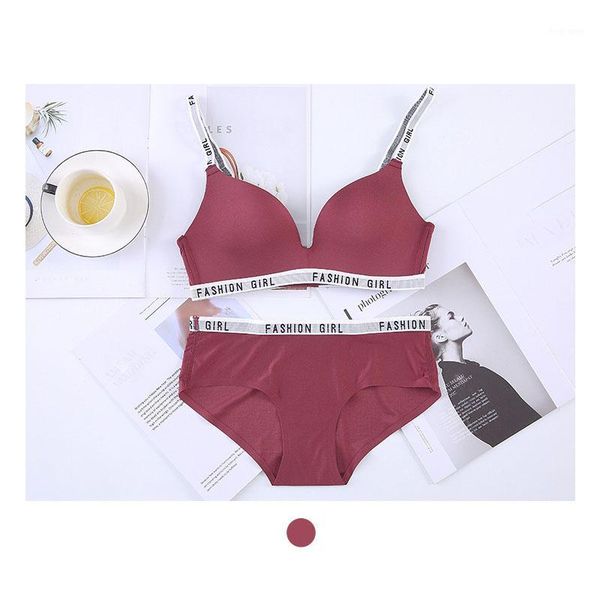 

ltra-thin seamless women bralette letter straps brassiere bras push up lingerie wireless ladies bra and panty set1, Red;black