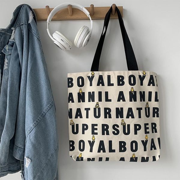 

одно плечо крупнотоннажных хозяйственная сумка женская мода 2020 письмо студента мешок школы все-матч холст тотализатор тотализатор пляж