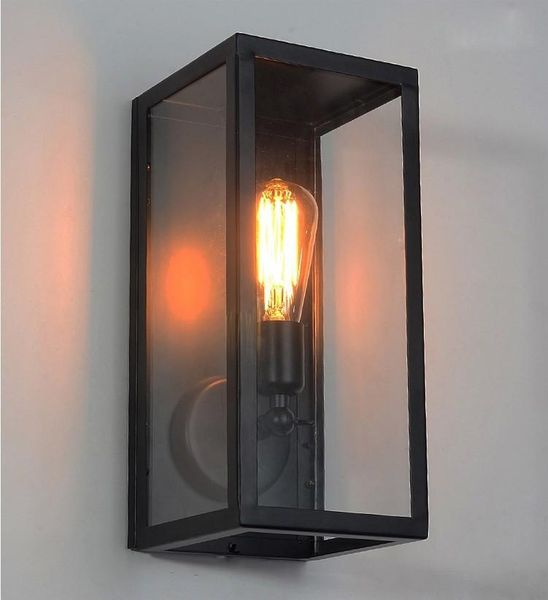 

wall lamp sconce clear class cover outdoor light metal frame glass lighting fixture