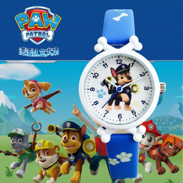 

and children's boys belt girls watch electronic waterproof watch cartoon wangwang team primary school boys and girls quartz watch, Slivery;brown
