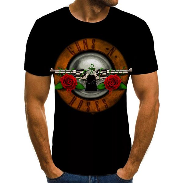 

new gun and rose creative design heavy metal cool and versatile 3d print shirts anime hentai hentai men clothing