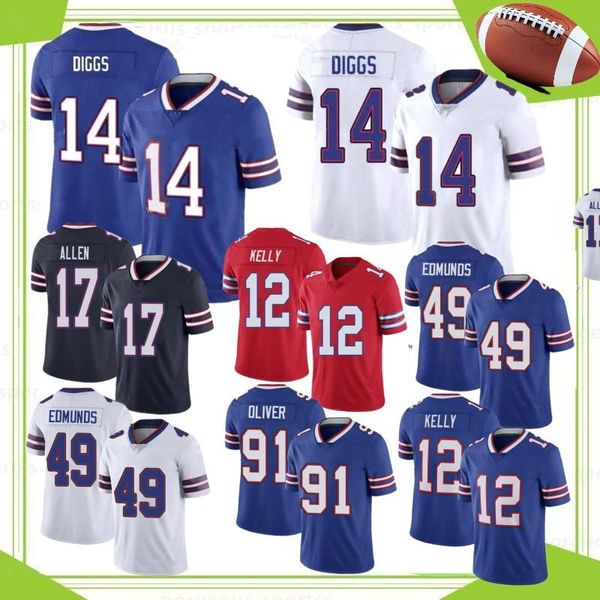 

ncaa 14 stefon diggs 17 josh allen men football jersey 27 tre'davious white 49 tremaine edmunds 91 oliver jim kelly sale, Black;red