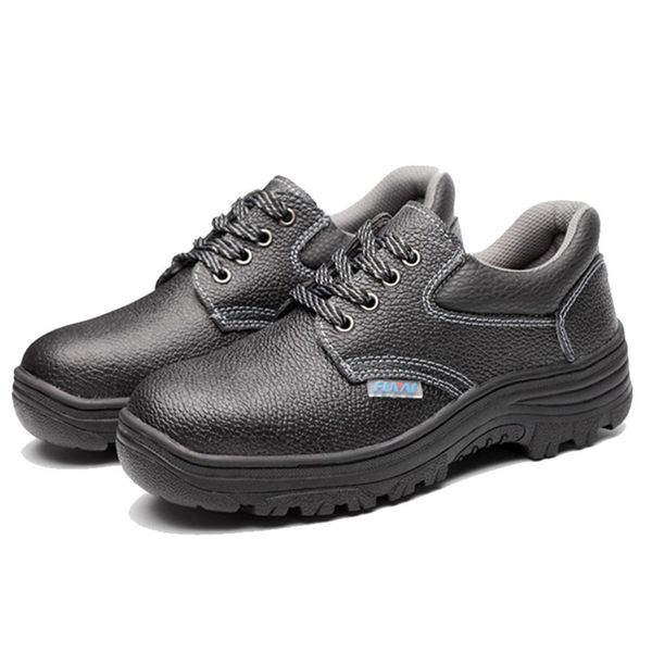 

steel head anti-crash anti-puncture anti-slip rubber sole safety shoes breathable cowhide work shoes black camouflage safety shoe, Black;brown