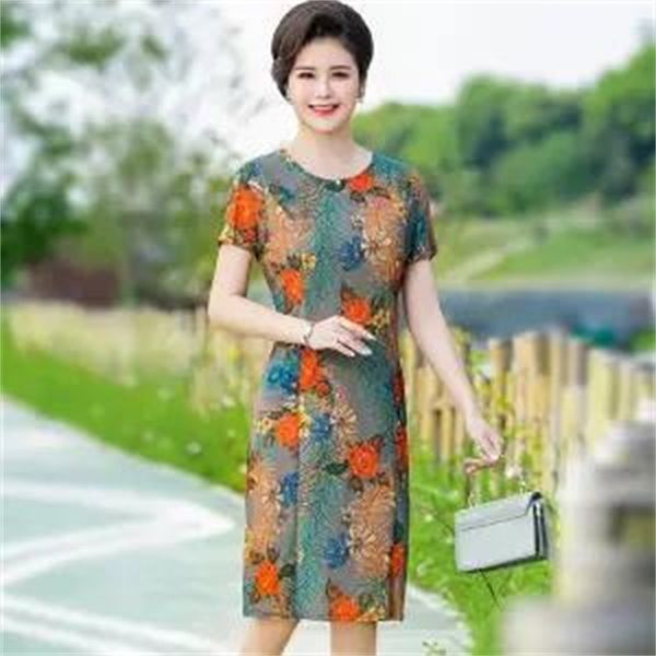 

2021 new new women print summer dresses casual o-neck short sleeve slim elegant beach summer dress vestidos qz29, Black;gray