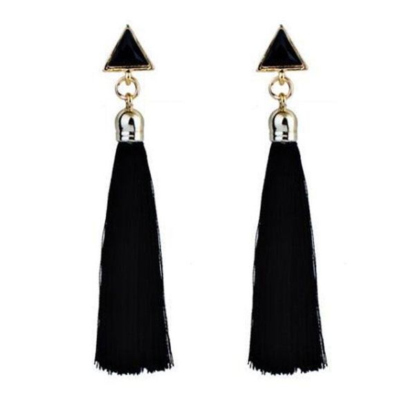 

new fashion charm long tassel triangle drop earrings for women girls party vintage ethnic multicolor earring jewelry wholesale jllyut, Golden