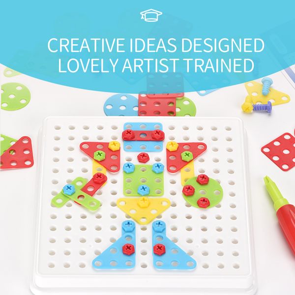 

2020 children's mushroom nail puzzle puzzle board screw shape two in one children's early education puzzle nail