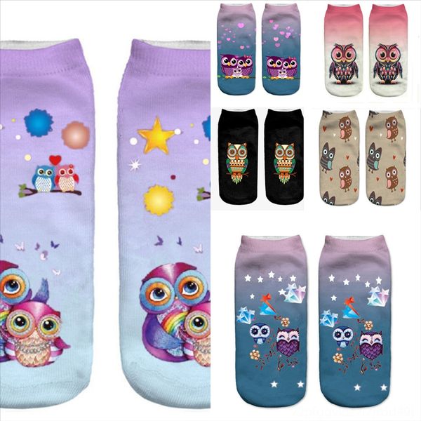 

s6nth cute printing socks chips gel sock dog animal print cat socks doughnut socks many design double owl face printing pattern, Black