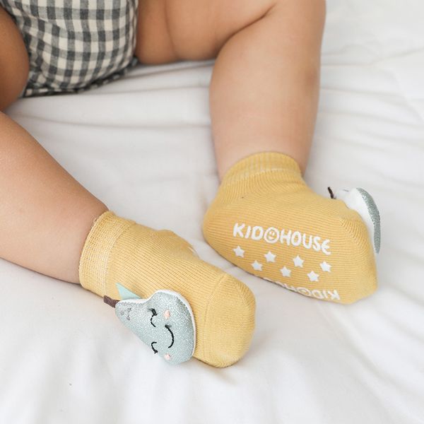 

summer fruit cartoon anti-slip toddler baby floor newborn socks children boat socks skarpetki sock y201009, Pink;yellow