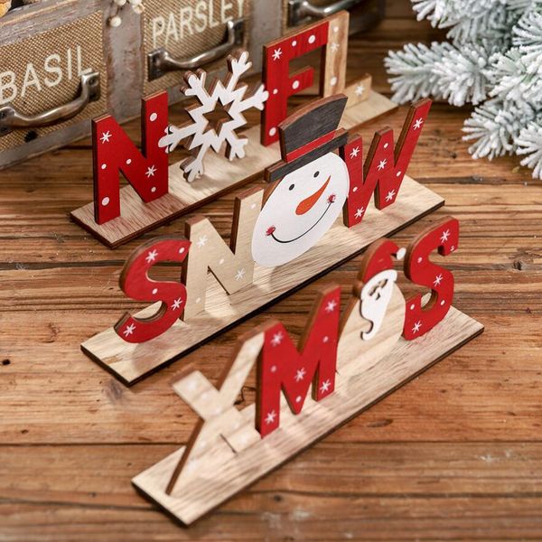 

creative christmas ornaments wooden letter decorations santa claus printed deskornaments plywood home decors ornaments dhl