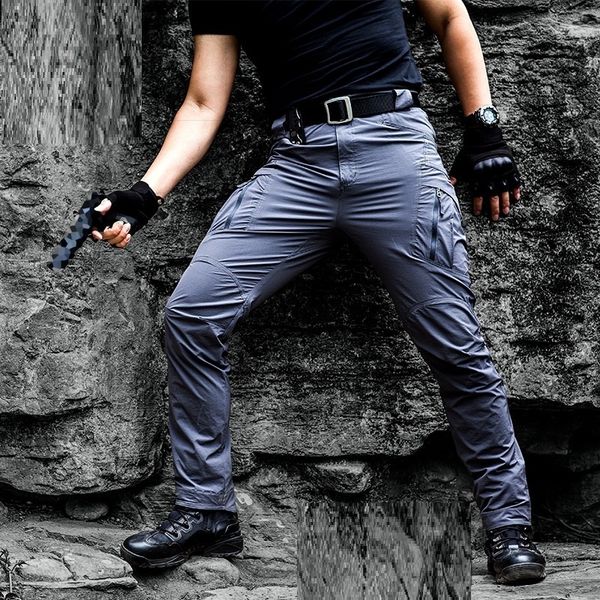 

multi pocket cargo pants work breathable quick dry army men pants casual summer loose military tactical trousers cross-pants 5xl 201126, Black
