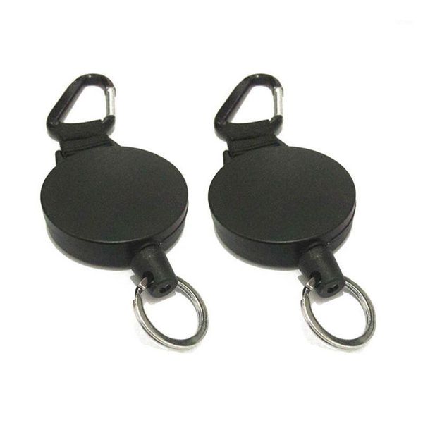 

stainless cable retractable key chain and badge reel holder, black, 2-pack1, Silver