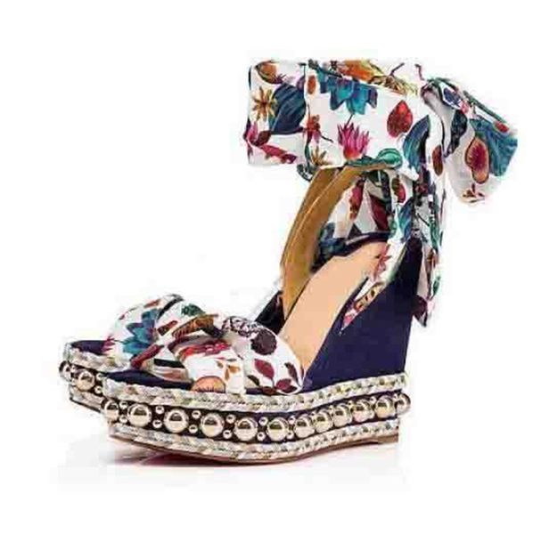 

with box] luxury women's sandals red bottom wedges levantinana high heels studs ankle strap gladiator sandals -- party wedding dress, Black