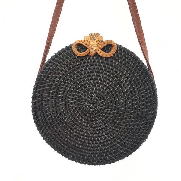 

rattan bags for women 2020 fashion beach shoulder bag handmade circular straw ladies blosas