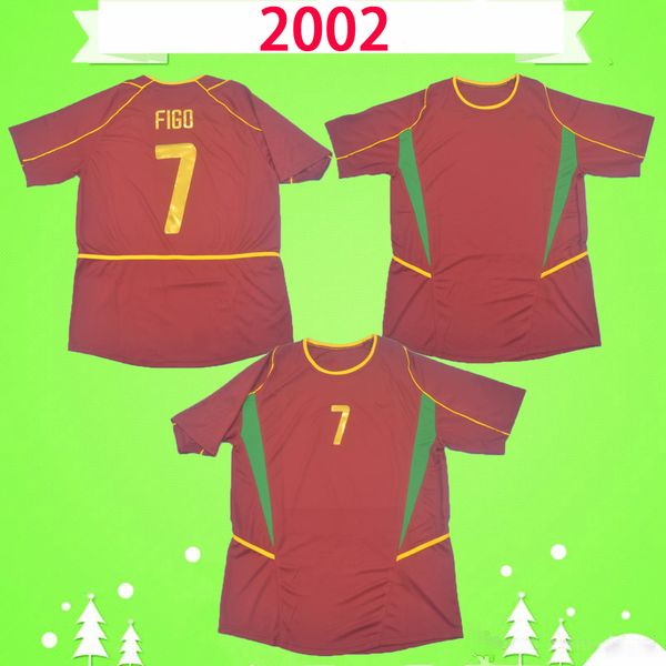 

#7 figo retro soccer jersey 2002 classic football shirt vintage camisa de futebol 02 home red c.ronaldo rui gomes abel xavier, Black;yellow