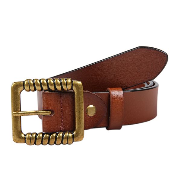 

contracted 100 tie-in jeans with decorative overalls in korea genuine leather pure cowhide belt female, Black;brown