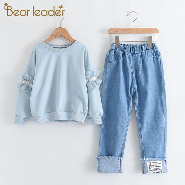 

clothing sets bear leader teenagers girls 2021 fashion children suits and demin pants kids outfits casual clothes 4-13y, White
