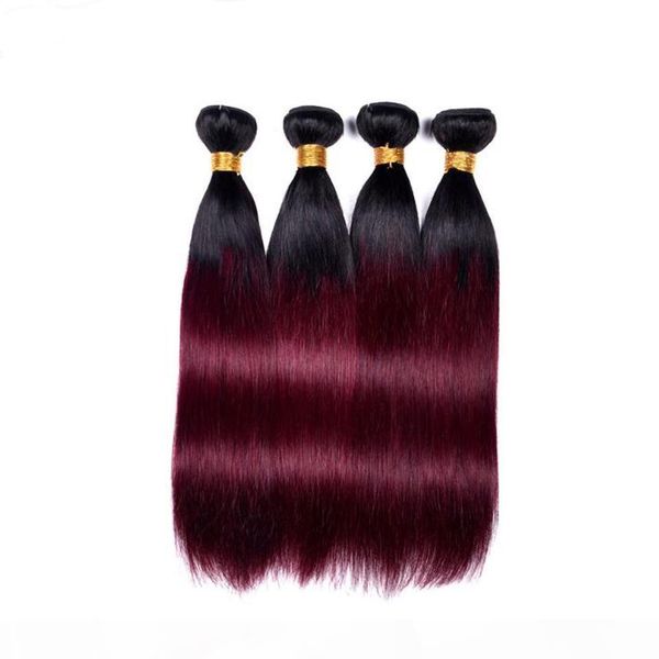 

brazilian ombre human hair bundles body wave straight 3pcs 300g lot unprocessed 9a remy virgin hair extension weave color1b 99j, Black