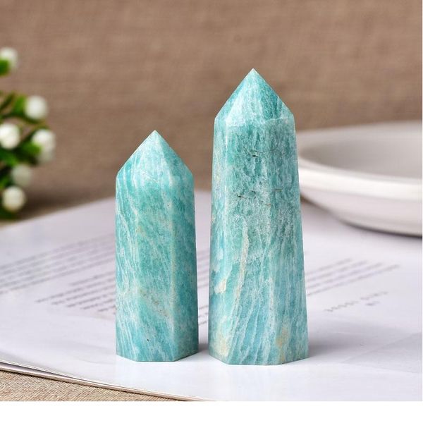 

1pc natural crystal point amazonite healing obelisk reseda quartz wand green ornament for home decor reiki energy stone jlldvr, Black