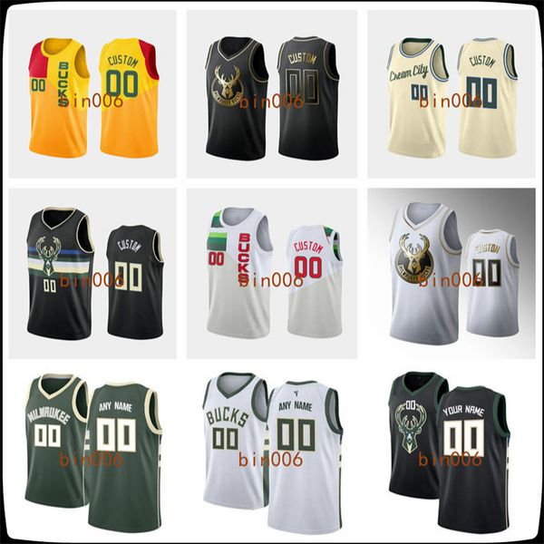 

пользовательский milwaukee бакс мужчины женщины kid 100% вышивка город nba ассоциация джерси баскетбола заявление icon s-6xl, Black