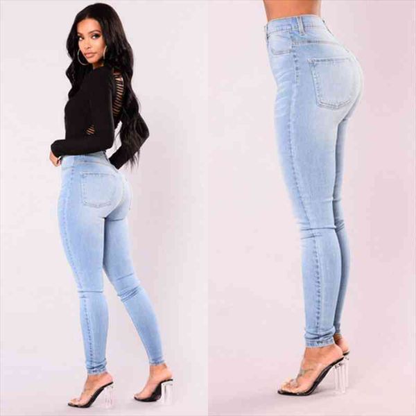 

arrivals fashion women lady denim skinny pants high waist stretch jeans slim pencil jeans women casual, Blue