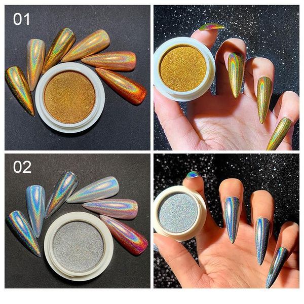 

nail glitters solid holographics powders nail glitters nail powder dust for art pigment diy decoration jllano, Silver;gold
