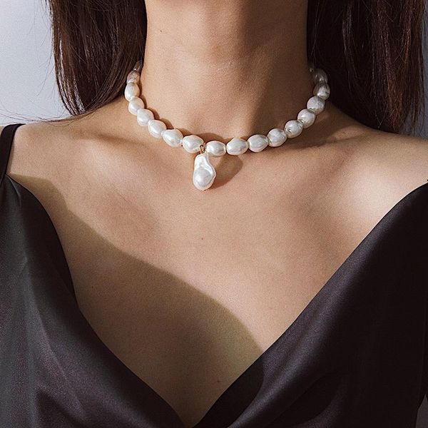 

chains 2021 selling fashion imitation simulated pearl necklace elegant generous chokers women party wedding gift, Silver
