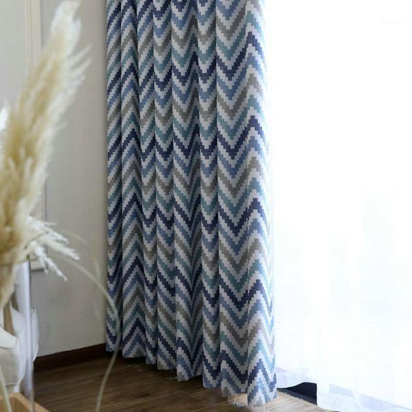 

modern geometric wave striped blackout window curtains for bathroom, home decor living room, kitchen curtain ( #lrnih1801)1