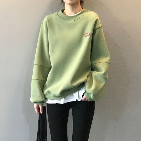 

yan shuang 2020 winter new korean plush and thickened sweater women's loose fitting pullover lazy style women's h9080, Black