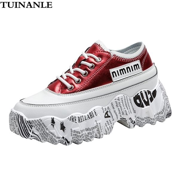 

tuinanle 2020 chunky sneakers women bling pu women shoes white sneakers spring women wedge shoes high platform zapatillas mujer 1020, Black;white