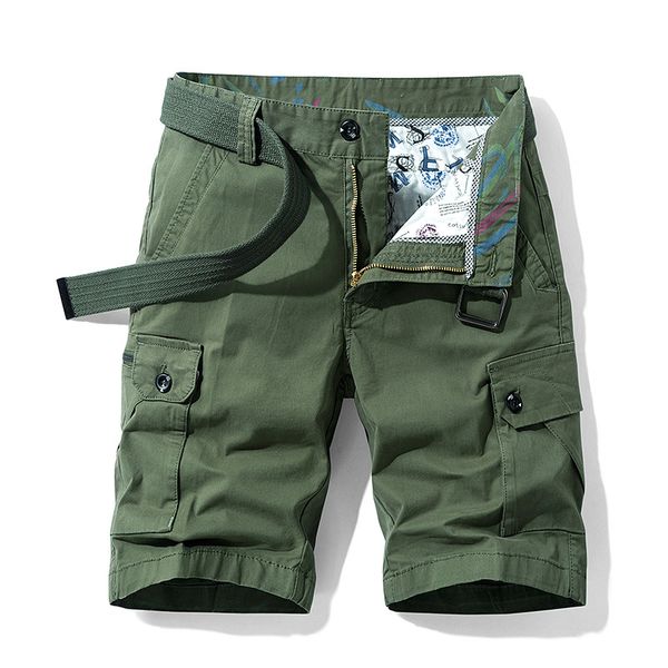 

2021 new summer new casual vintage 100% cotton fashion regular fit knee length pockets cargo shorts men plhy, White;black