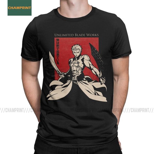 

men's emiya blade works fate grand order tees short sleeve anime saber buster fgo arts extra attack hooded sweatshirt hoodie men t shir