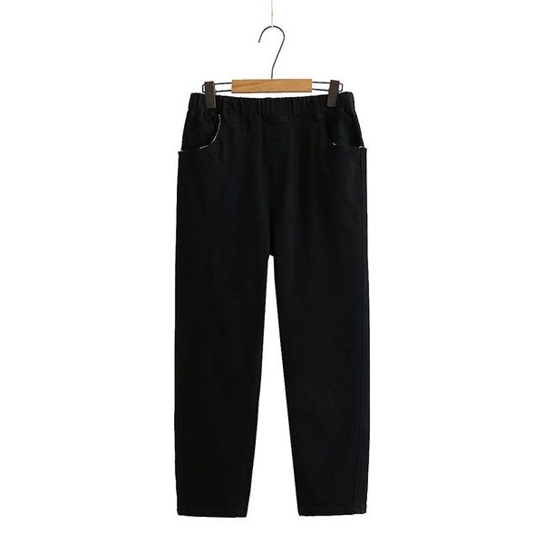 

plus size women's xl-4xl stretchable jeans large size solid black grey slim denim pants, Blue