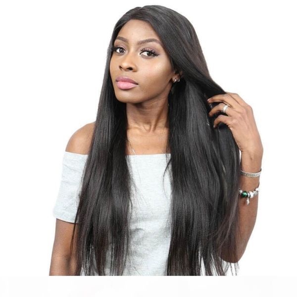 

light yaki peruvian straight lace wig with baby hair glueless unprocessed virgin full lace straight human hair wigs for black women, Black;brown