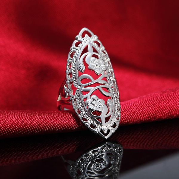 

beautiful retre flower style silver ring women cute noble pretty fashion wedding silver color nice women lady ring jewelry r698 h sqcsiw